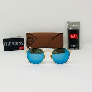 Ray-Ban 50mm RB3447 Golden / Blue Round sunglasses
